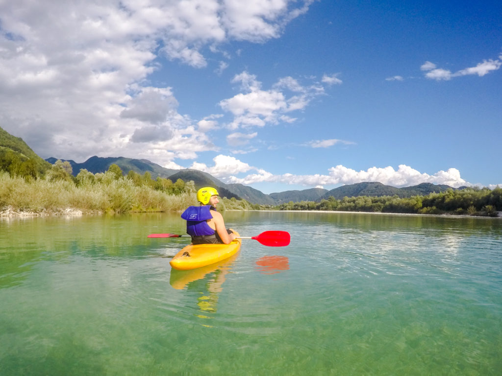 Kajaken auf der Soča