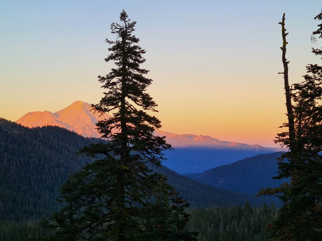 Mount Shasta im letzten Tageslicht