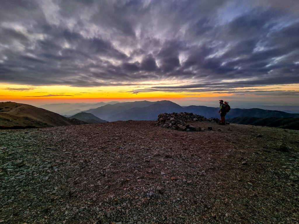 Sonnenuntergang am Gipfel von Mount Baldy
