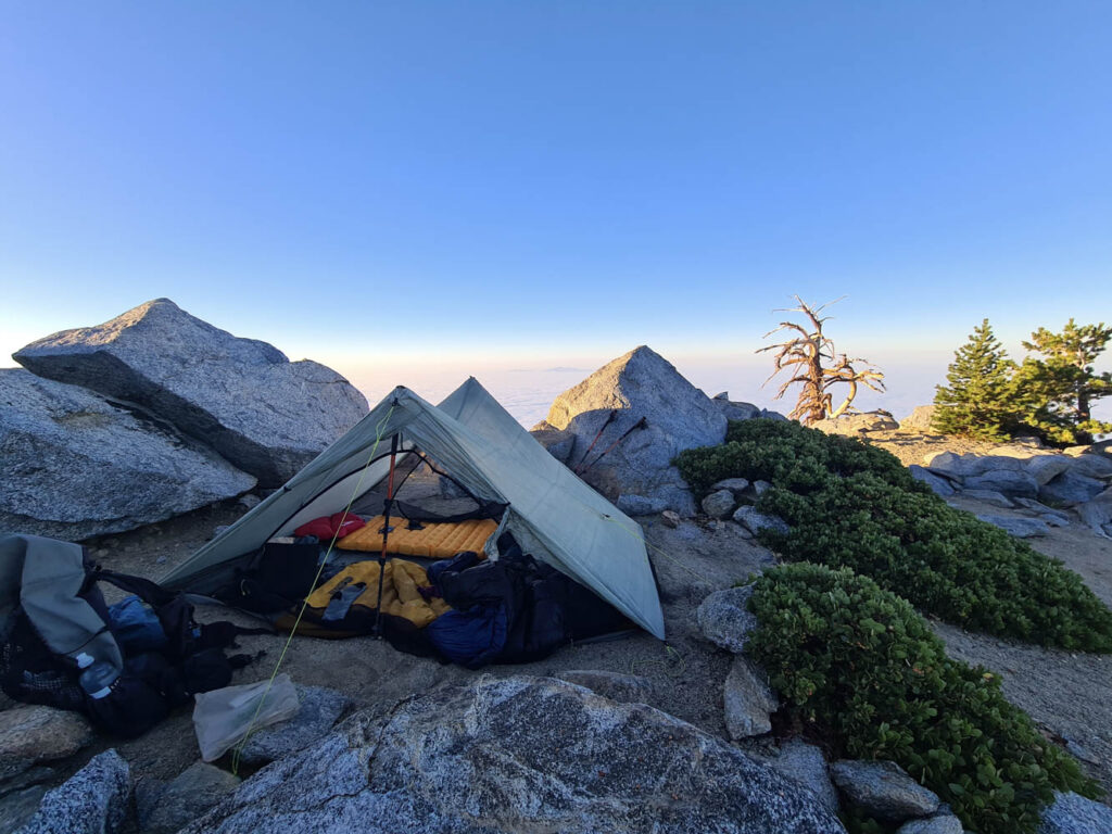 Zelten am Cucamonga Peak