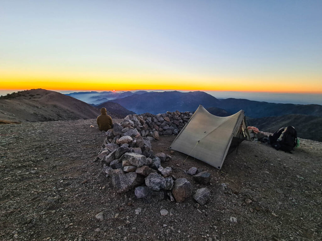 Sonnenuntergang am Gipfel von Mount Baldy