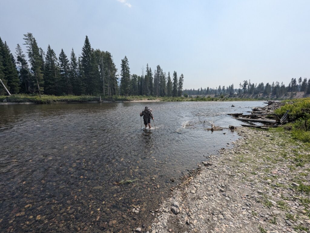 Letzte Flussüberquerung aus dem Yellowstone National Park heraus