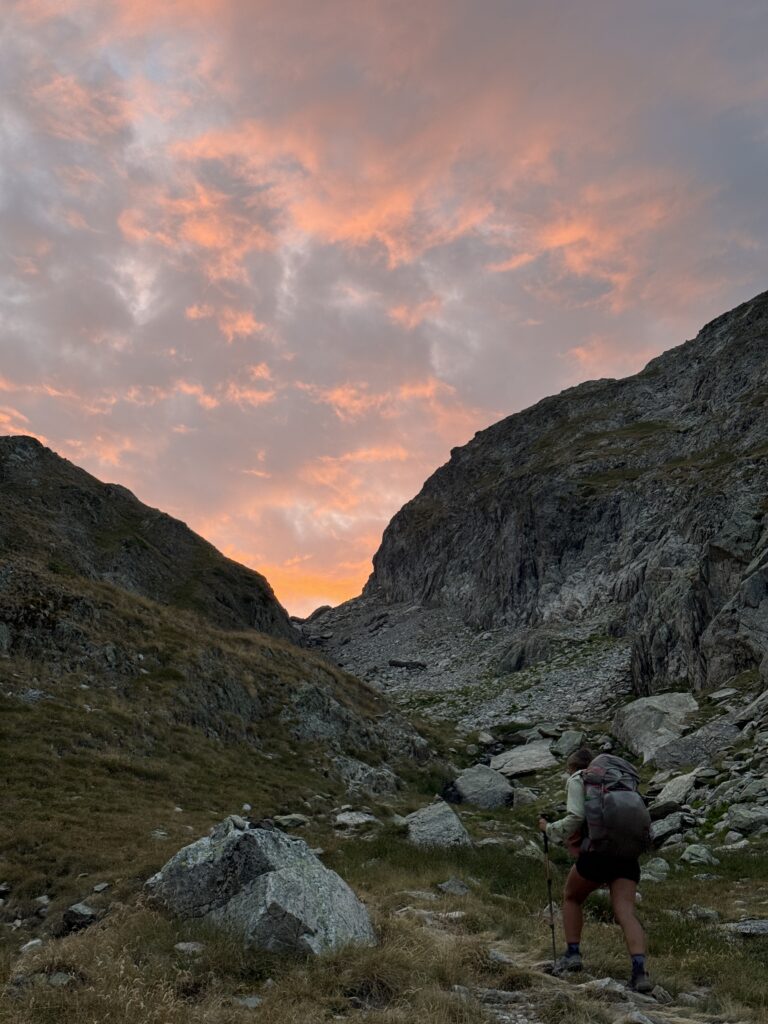 Morgenröte über dem Col de la Fache