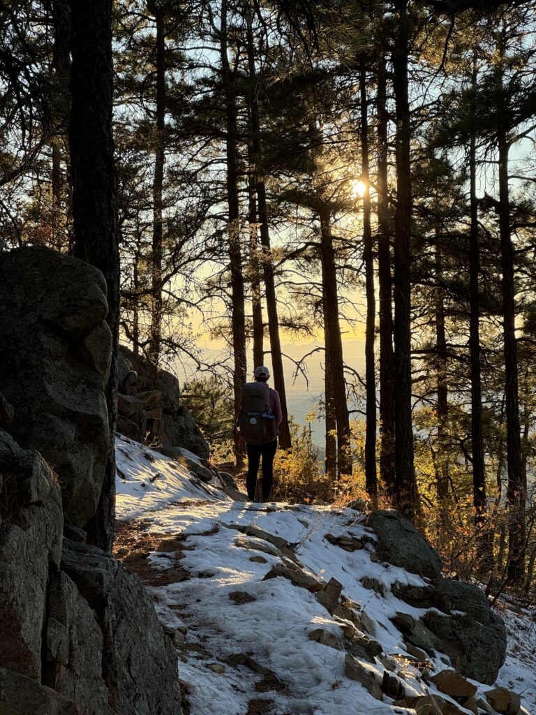 Schneereste bedecken den Trail