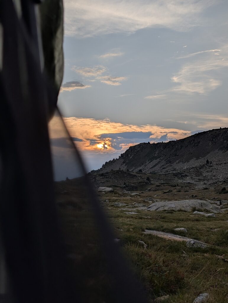 Sonnenuntergang vom Zelt aus