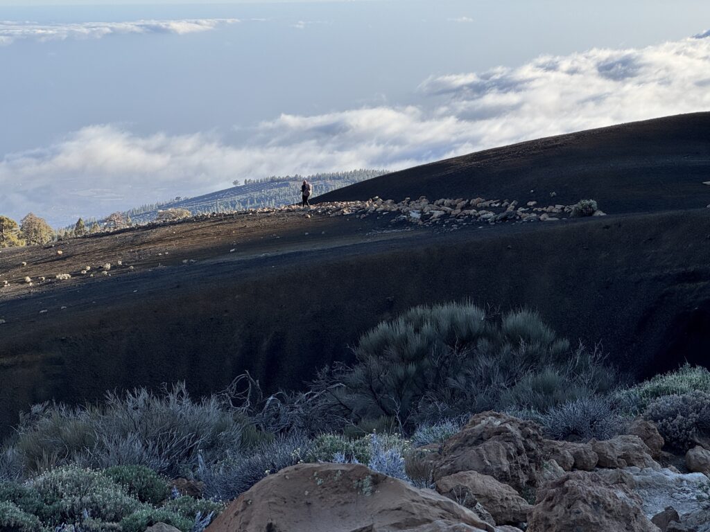 Der GR 131 führt über dunkle Aschefelder