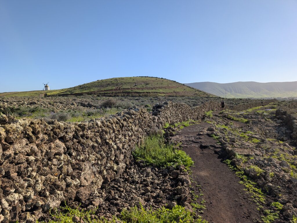 Historische Windmühle auf dem Weg nach La Oliva