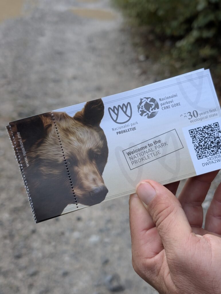 Eintrittskarte in den Nationalpark Prokletije